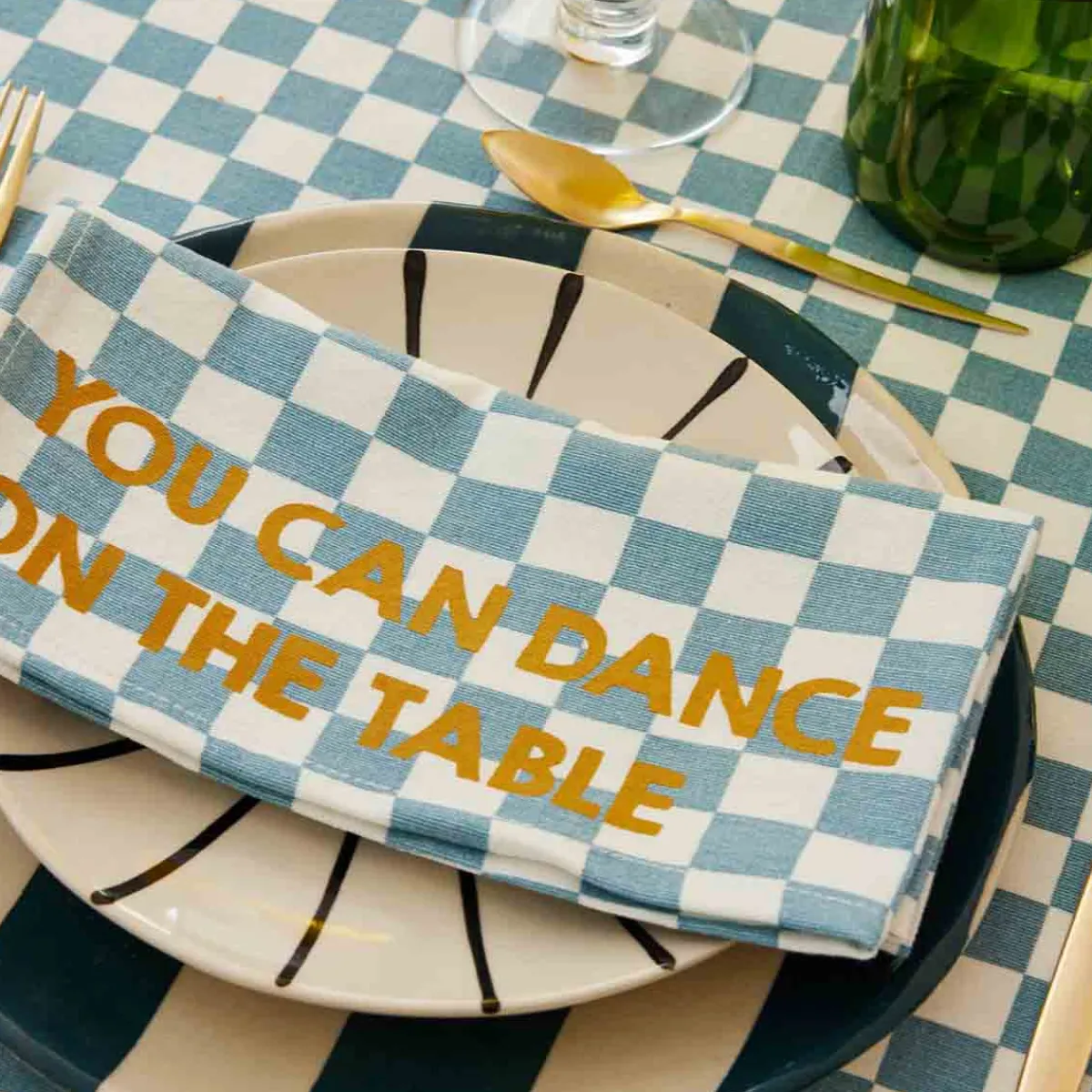 Rose in April Lot de 2 serviettes - Josephine Damier Bleu You can dance on the table Youcandanceonthetable Discount